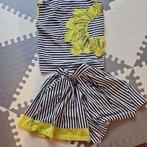 Striped Two-Piece Set with Yellow Sun Accent
